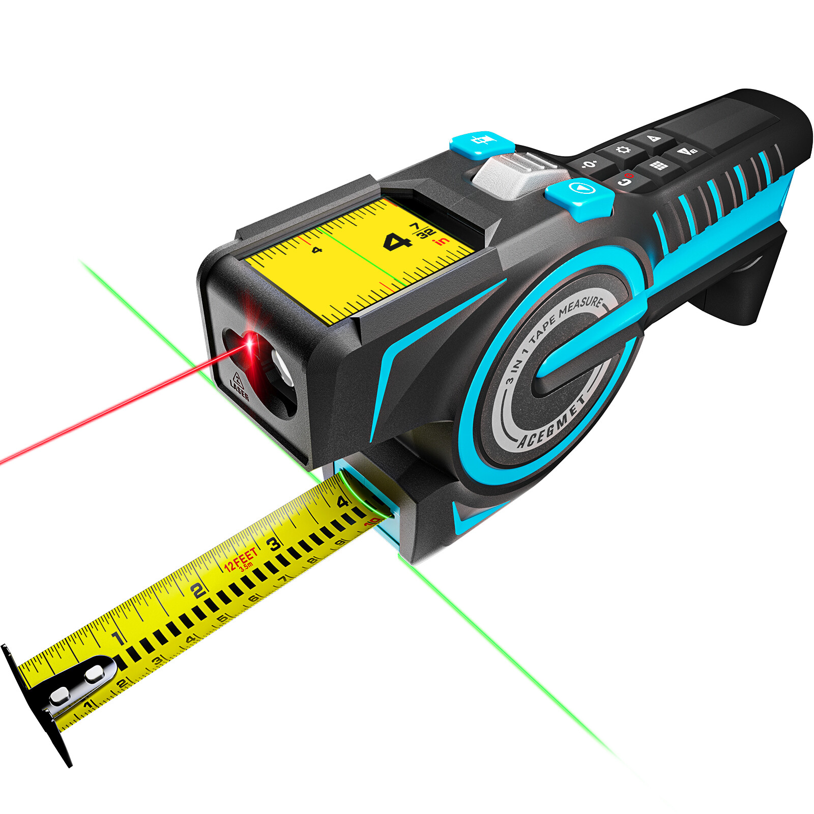 3-in-1 Digital Tape Measure, 330Ft Laser Measurement Tool with Rechargeable