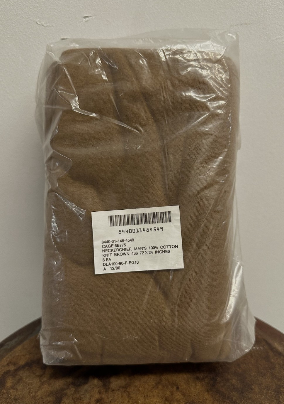 NOS US Military Neckerchief/Scarf, Coyote Brown, 72 x 24, 100% Cotton, V-89