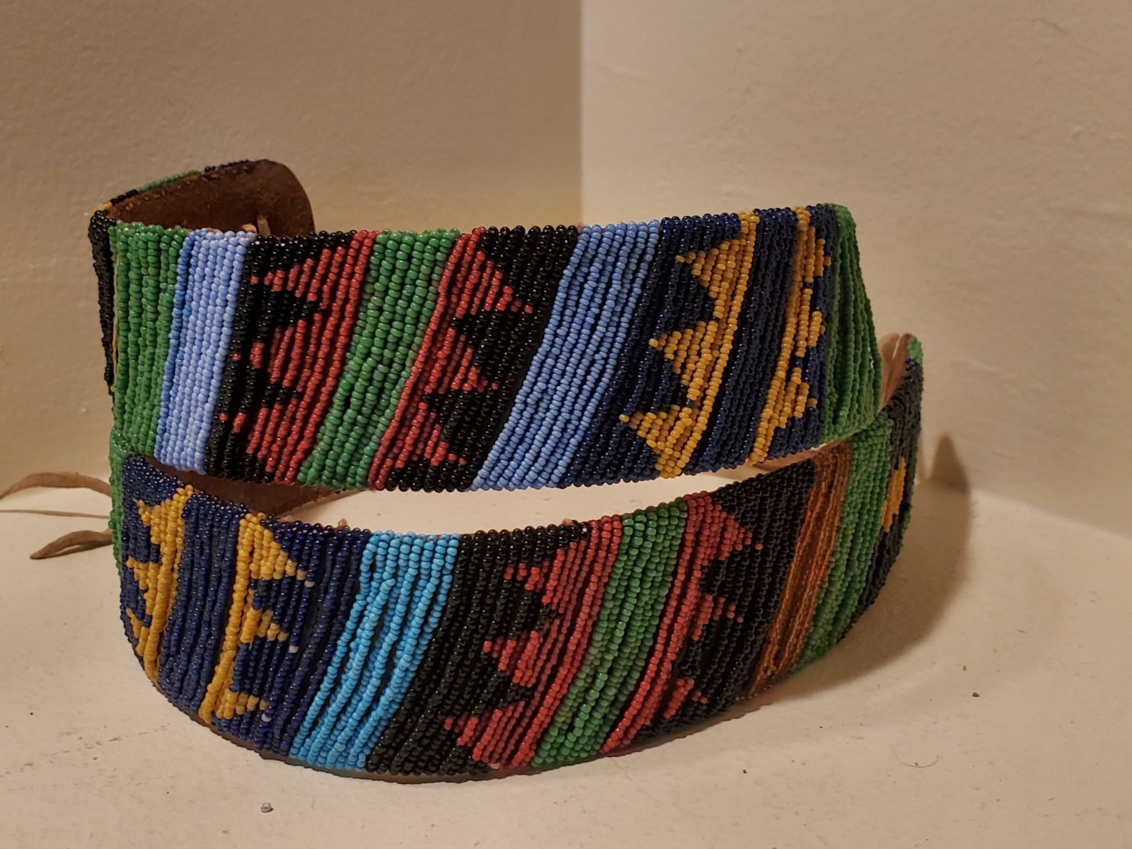 Antique OLD Native American Indian n. plains blackfoot beaded belt 19th c.