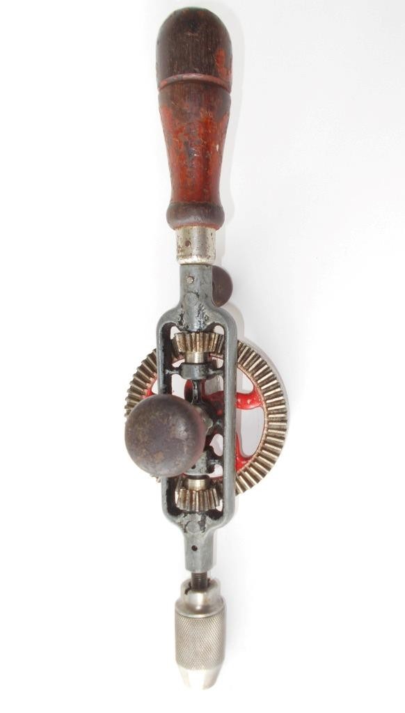 Vintage Millers Falls No 5A Eggbeater Hand Drill w/Bit Storage & Bits