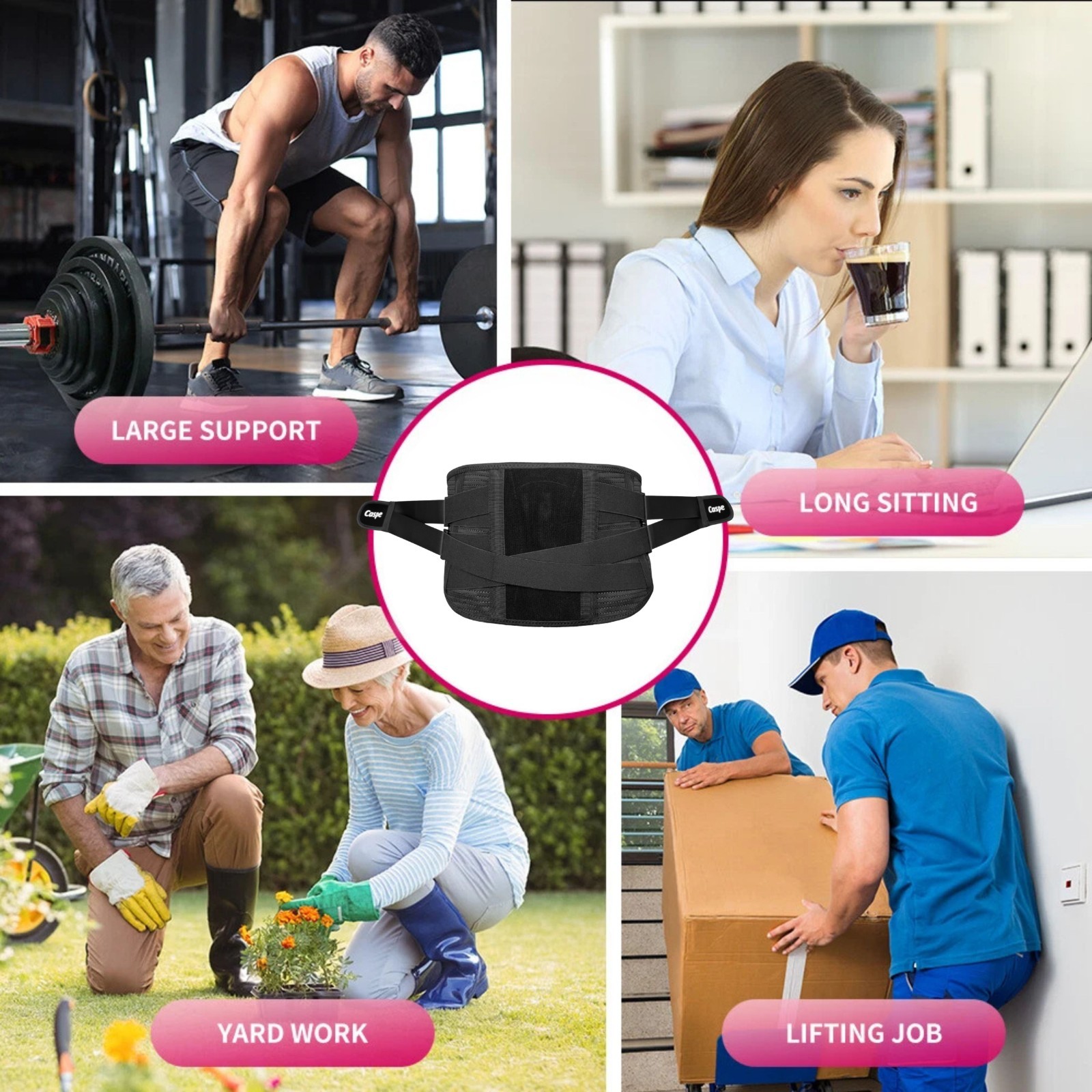 Adjustable Lower Back Brace Lumbar Support Waist Belt for Men Women Pain Relief