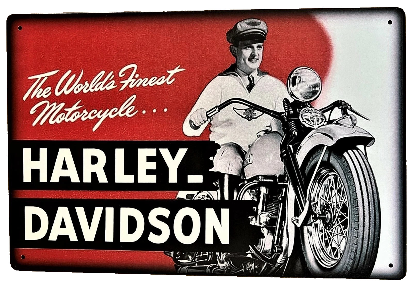 Harley Worlds Finest Tin Sign (Panhead Knucklehead Fatboy Sportster Twin W53517