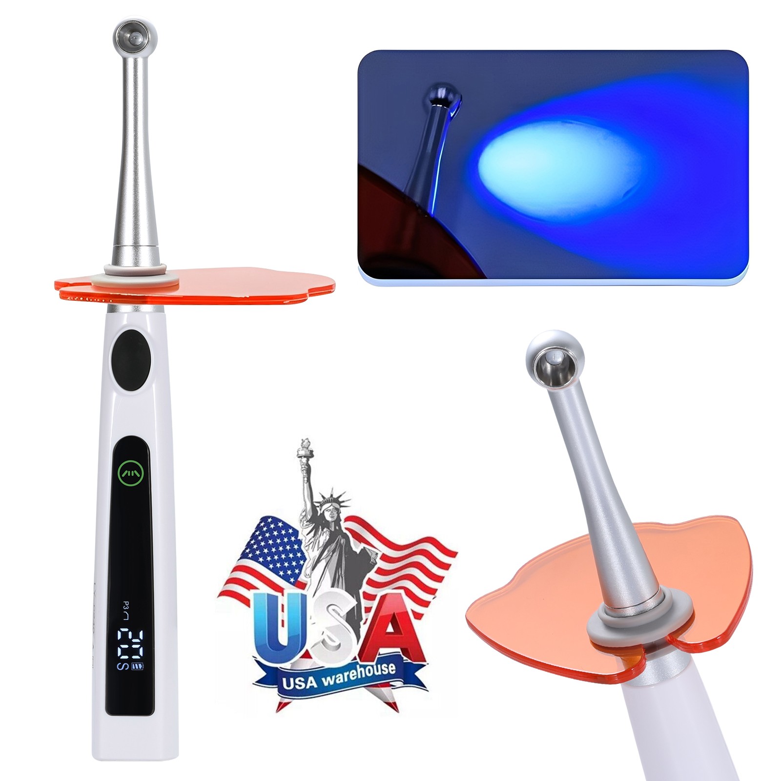 Dental Wireless Cordless LED Cure Curing Light Lamp 2400mw 5W Tool Resin 1 Sec