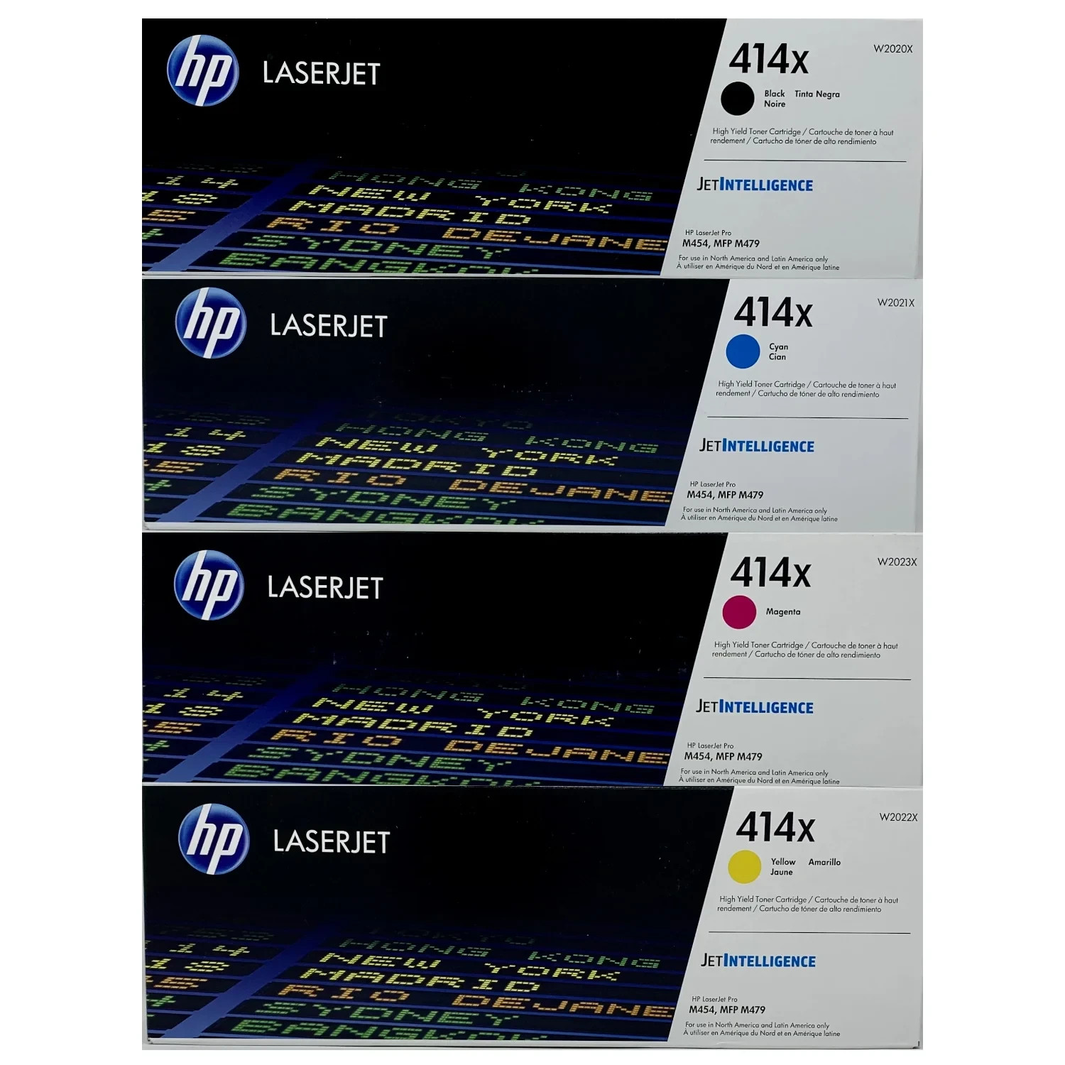 HP 414X High Yield Toner Set Black Cyan Magenta Yellow Genuine OEM W2020X-23X