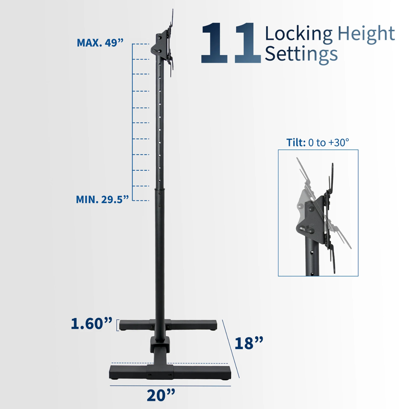 VIVO TV Display 13" to 50" Floor Stand, Height Adjustable Mount for Flat Screen