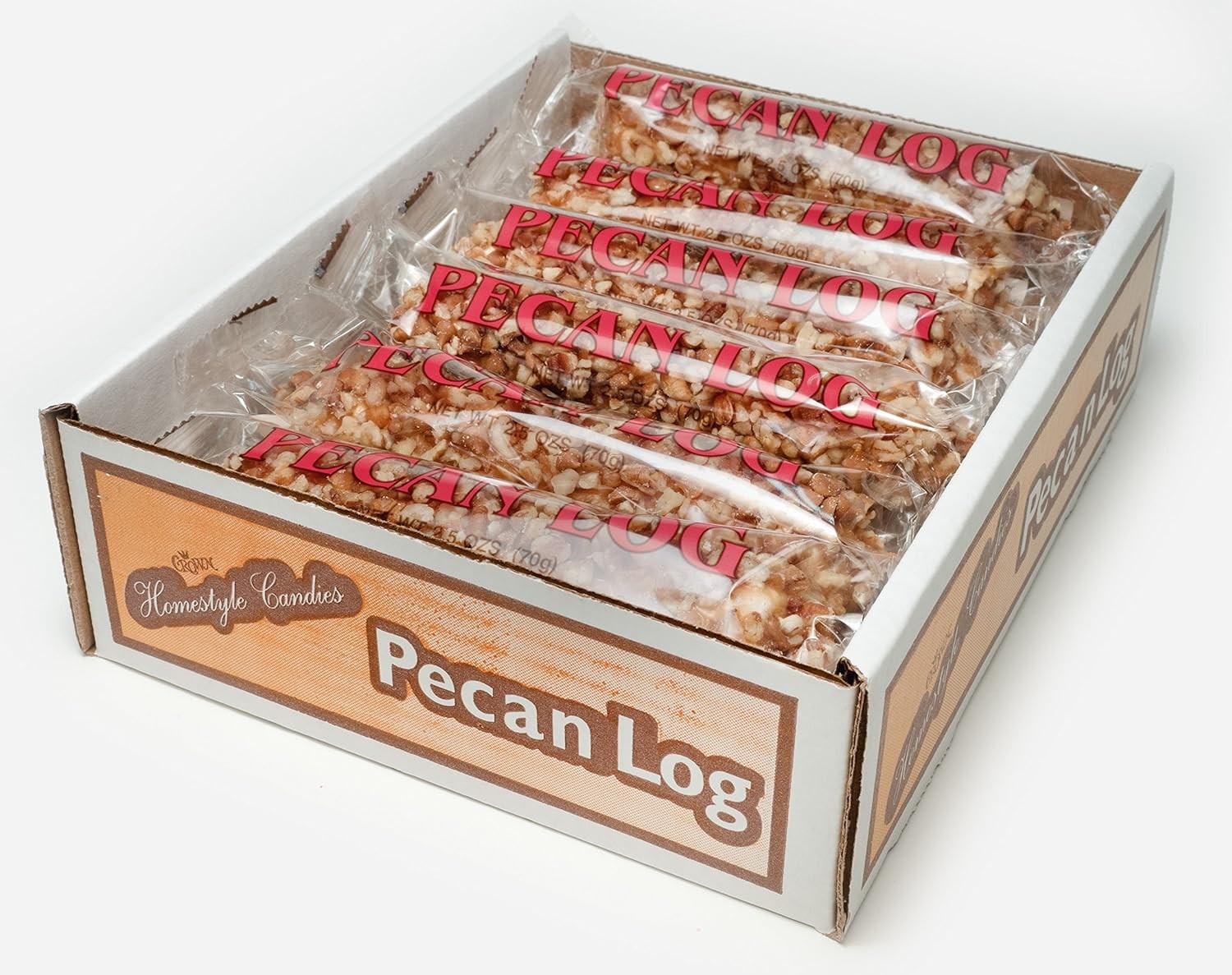 CROWN CANDY PECAN LOGS 12 PACK 2.5 OZ EACH 06/2026