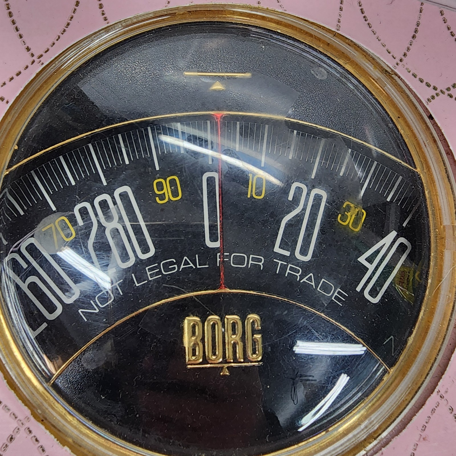 Vintage BORG Pink Art Deco Bathroom Scale Oval MCM 0–300 lbs Regency FLAWS