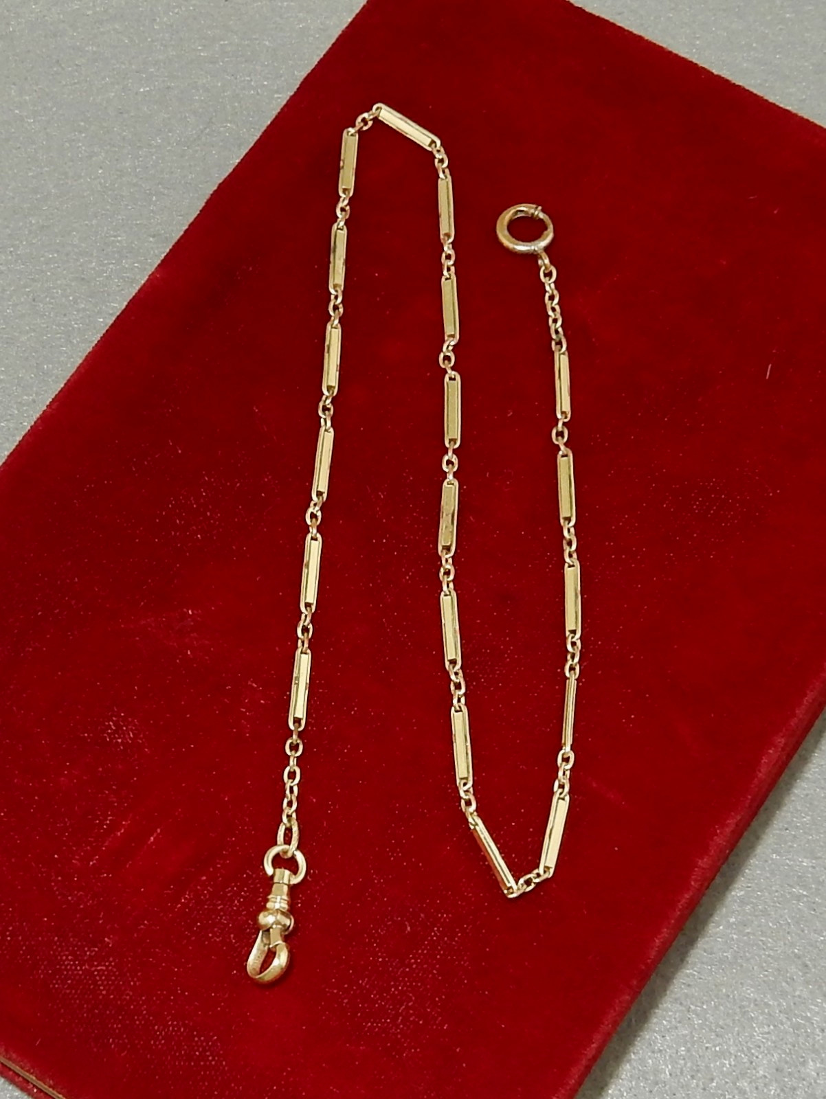 Antique 1/10 14K Yellow Gold Filled 14.25" Bar Link Pocket Watch Chain 6g