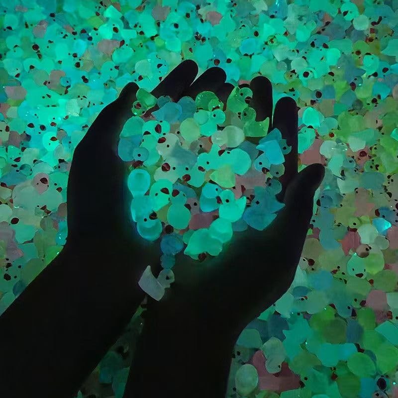 Glow in The Dark Mini Rubber Ducks, 12 Colors, 45 Pieces, Decorative Resin