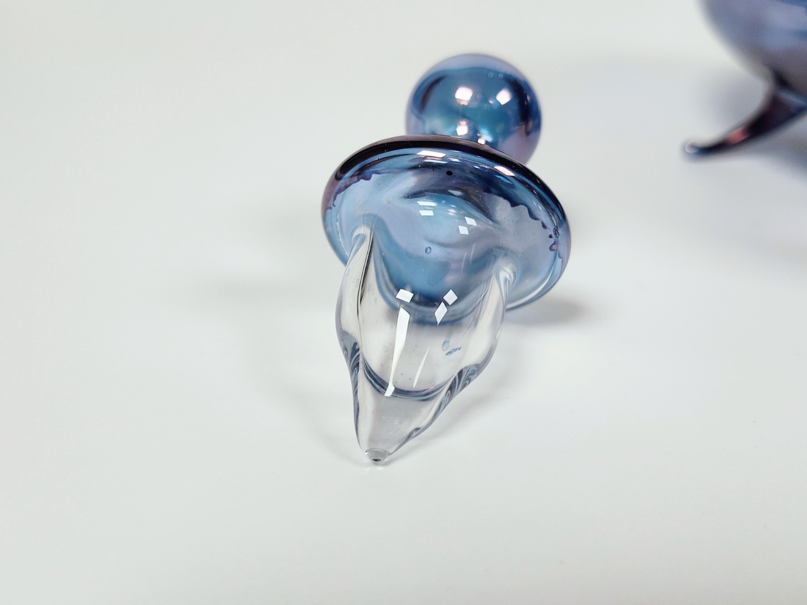 Rare 1960's Murano Glass Inkwell & Dip Pen Set – Cobalt Iridescent Signed Italy