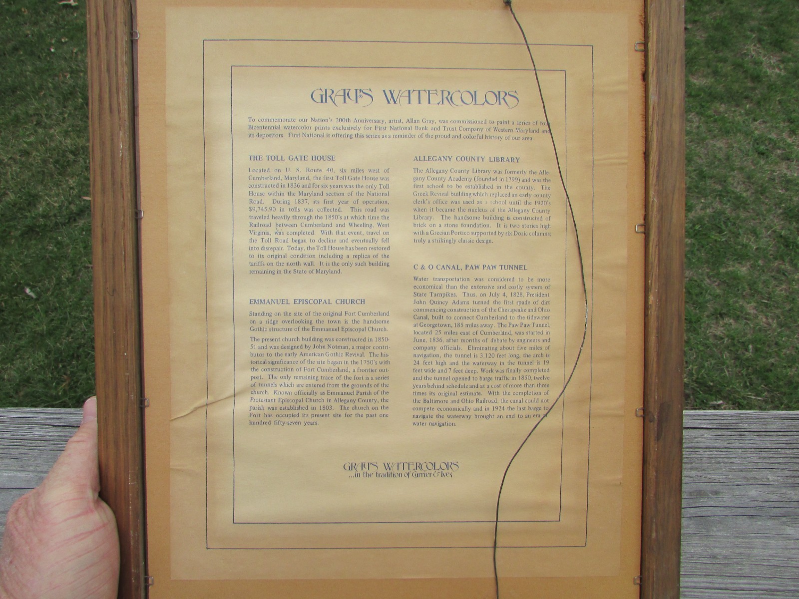 Vintage 1976 Bicentennial Prints by Allan Gray- Toll Gate House / Paw Paw Tunnel