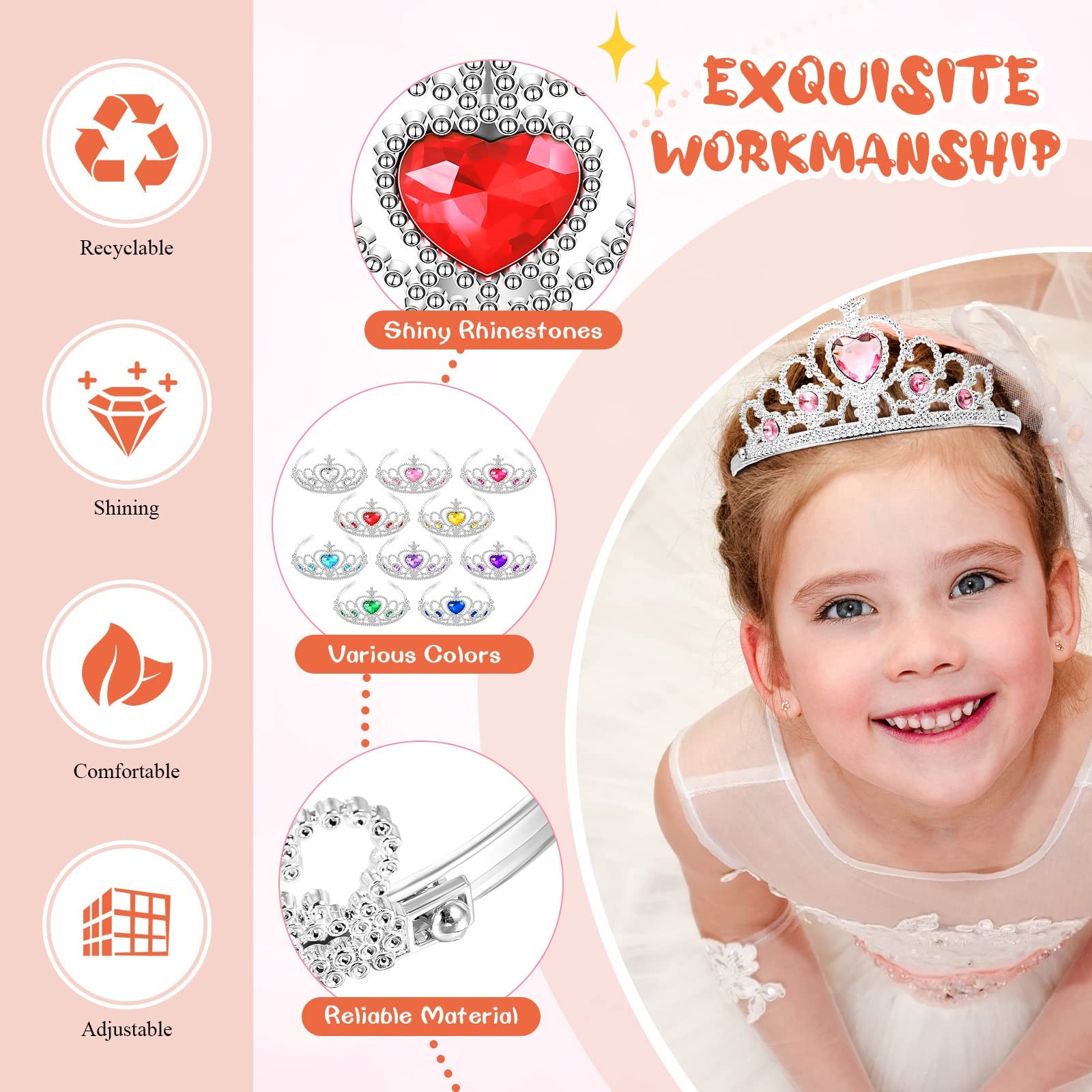 Hinly 30 Pcs Princess Crown Set Tiaras for as shown in pictures, Multicolor