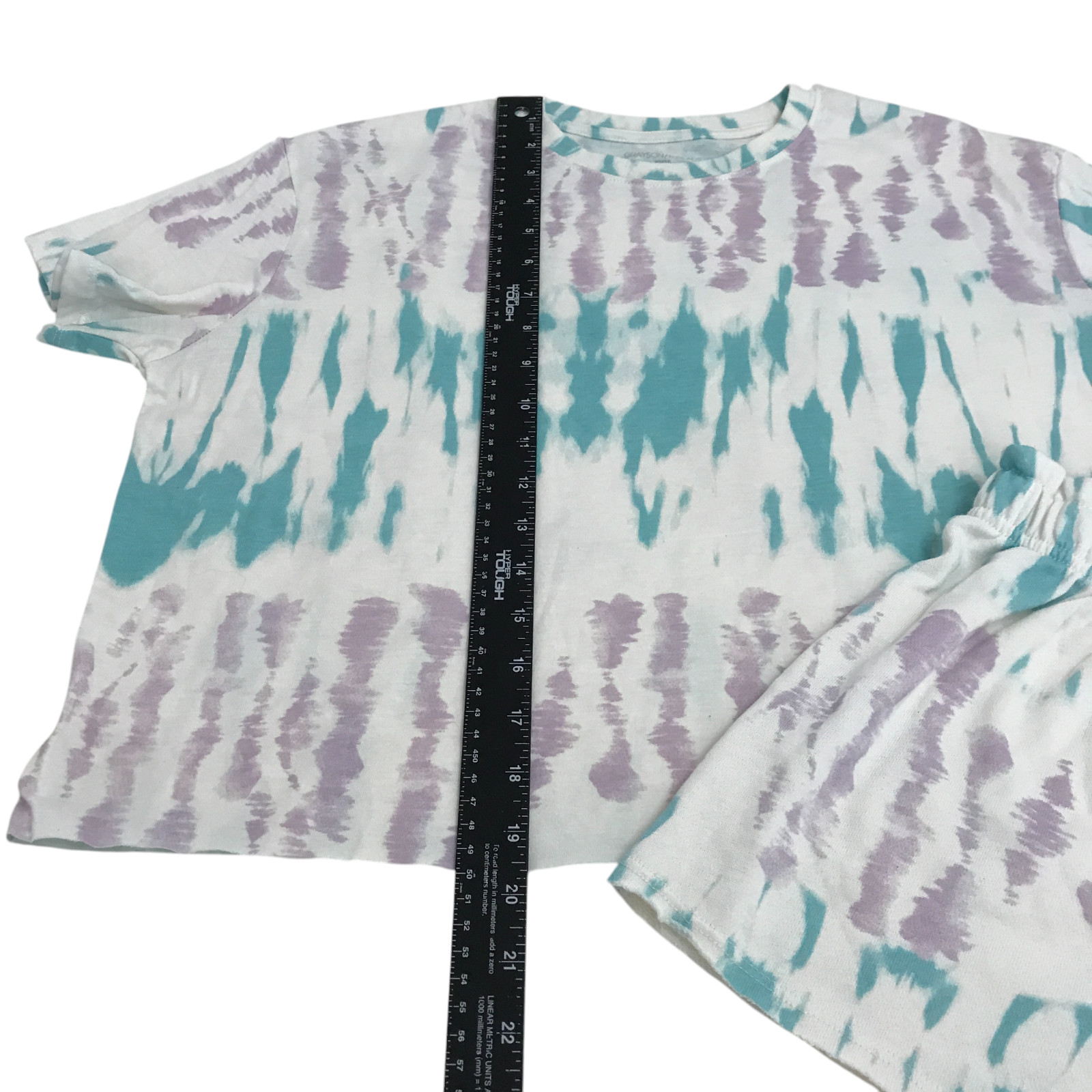 Grayson Threads Kids Girls Size L 10-12 T-Shirt & Shorts Set Tie Dye Purple/Aqua