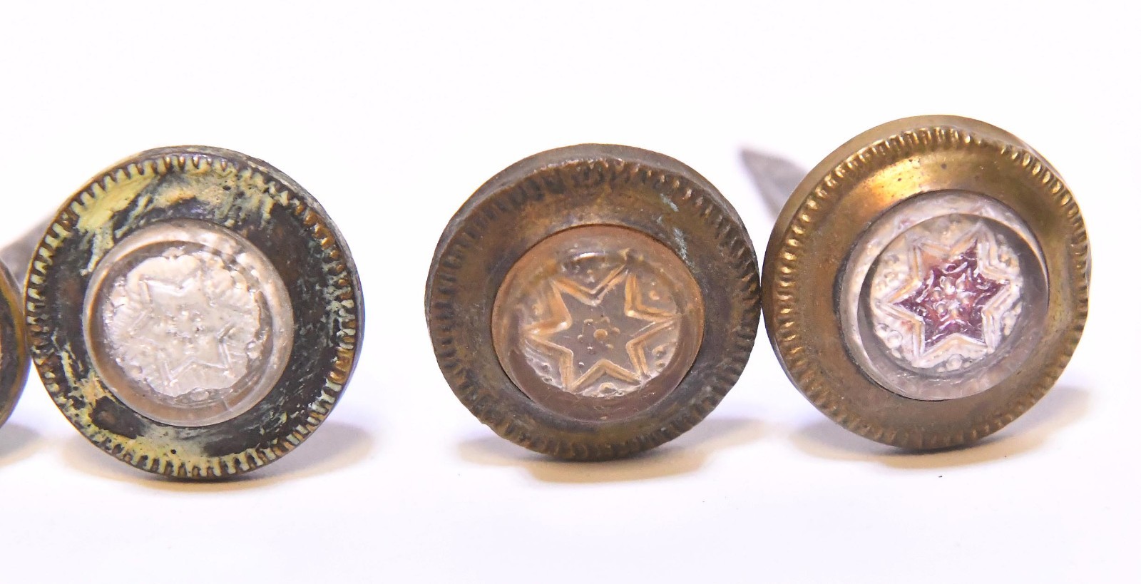 5 VINTAGE VICTORIAN SULFIDE GLASS PICTURE FRAME HANGER DECORATIVE NAILS