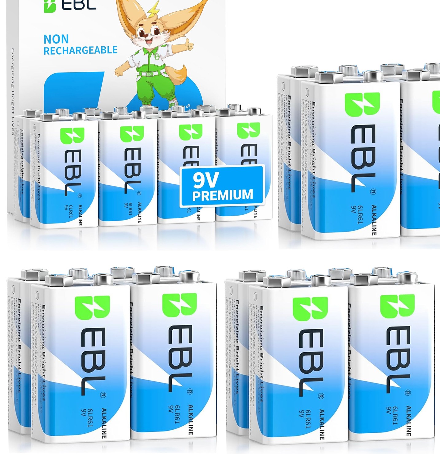 EBL 9V Alkaline Battery 6LR61 Batteries 9 Volt Ultra Long Lasting Leak Proof Lot