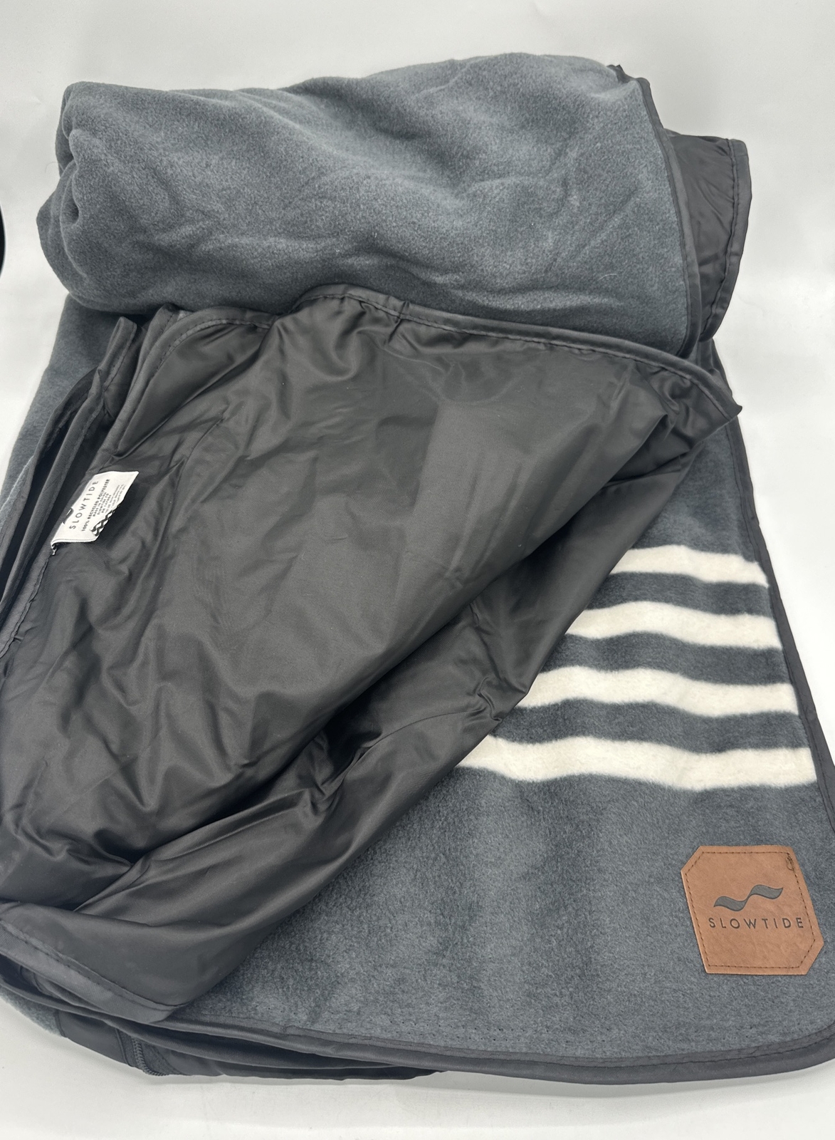 NEW Slowtide Bunker Black & White Striped Waterproof Camp Blanket 58"x72" Picnic