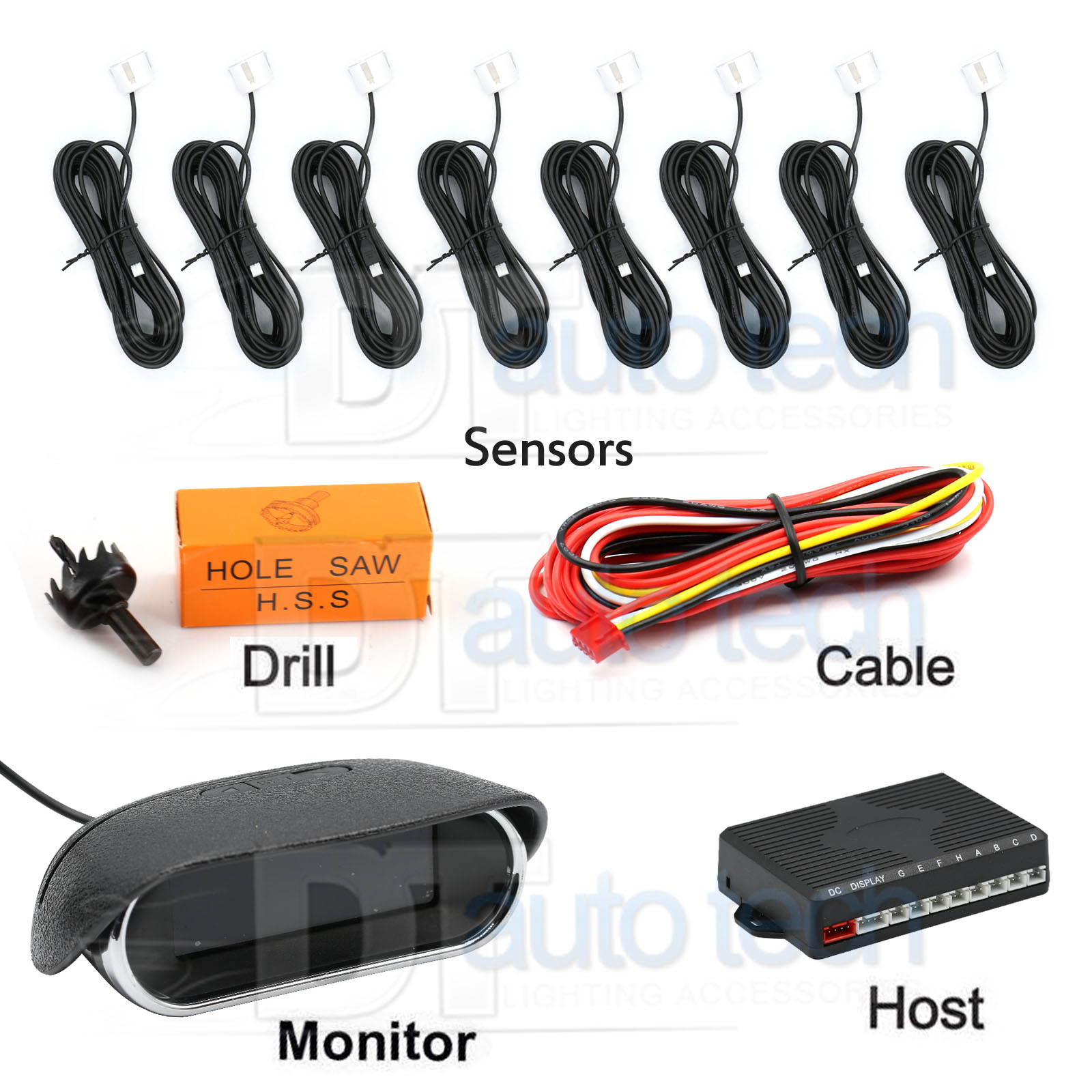 8 Parking Sensors LCD Car Auto Backup Reverse Rear Radar System Alert Alarm Kit