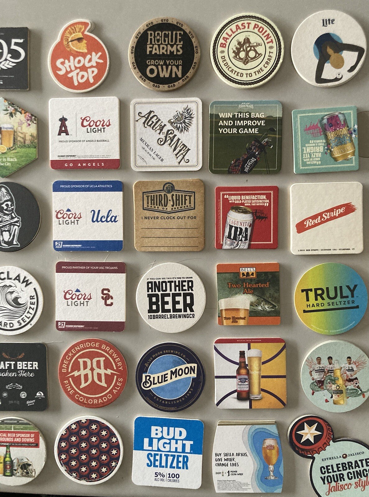 60 Unique Beer Bar Coasters Pint Glass mat coaster Craft Domestic Import Lot B