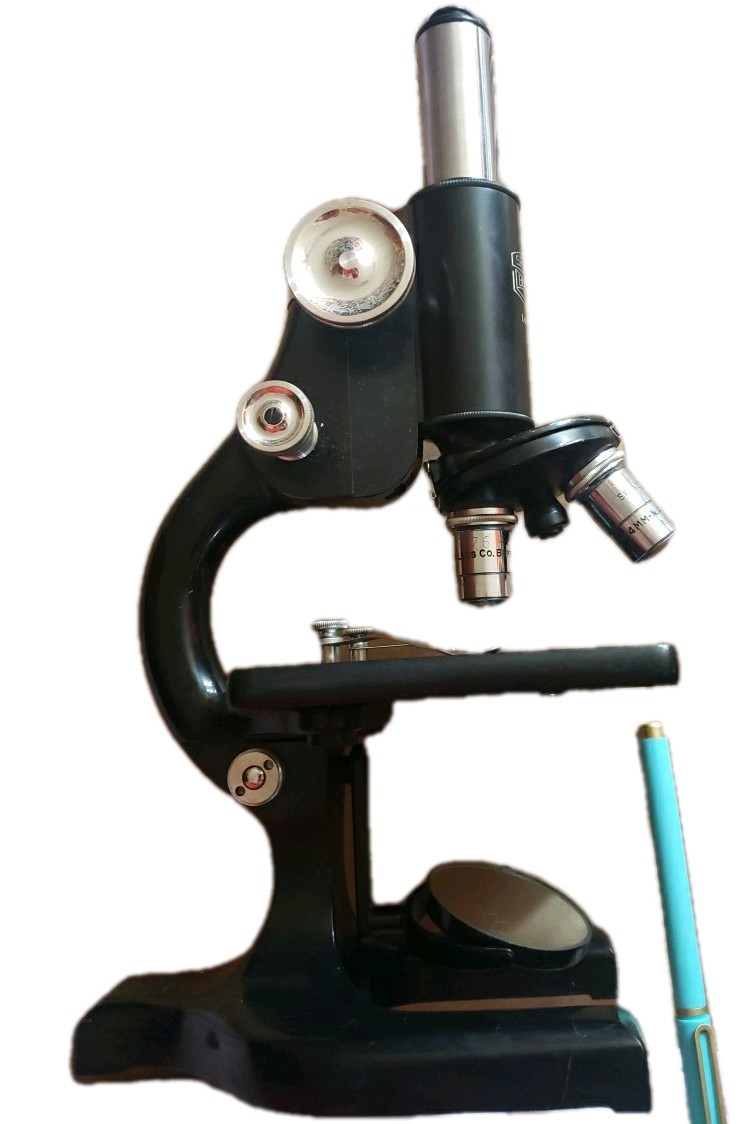 Vintage Microscope Spencer 146298 W/ 2  Lenses 623629 & 268173 Eyepiece 10x