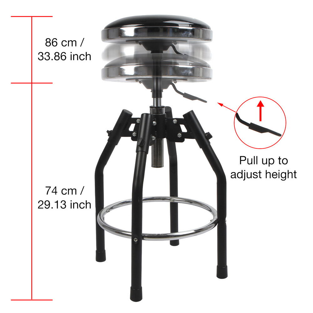 Adjustable 29-34-in Swivel Bar Stool Work Seat Hydraulic Shop Stool 330 LBS Seat
