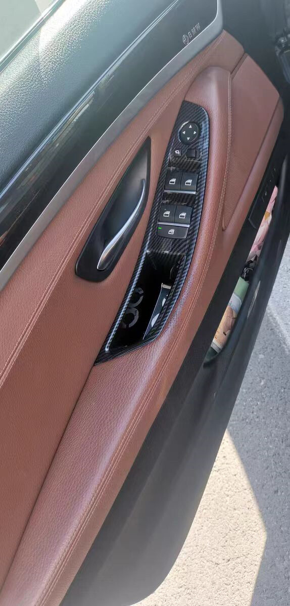 Inner Door Panel Handle Pull Trim Cover For BMW F10 F11 520i 528i Carbon Fiber