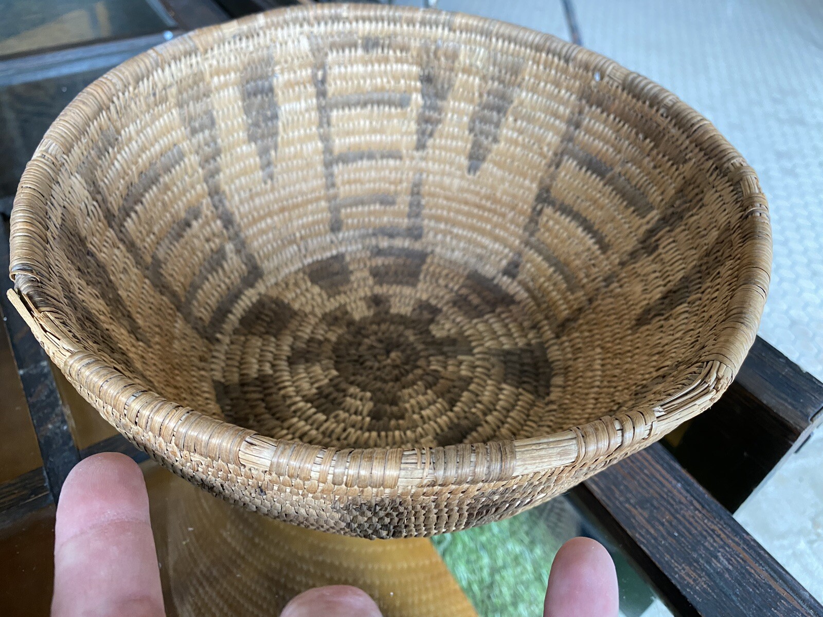 Vintage antique Native American Pima Akimel Oʼodham Basket nice design 9.5x5