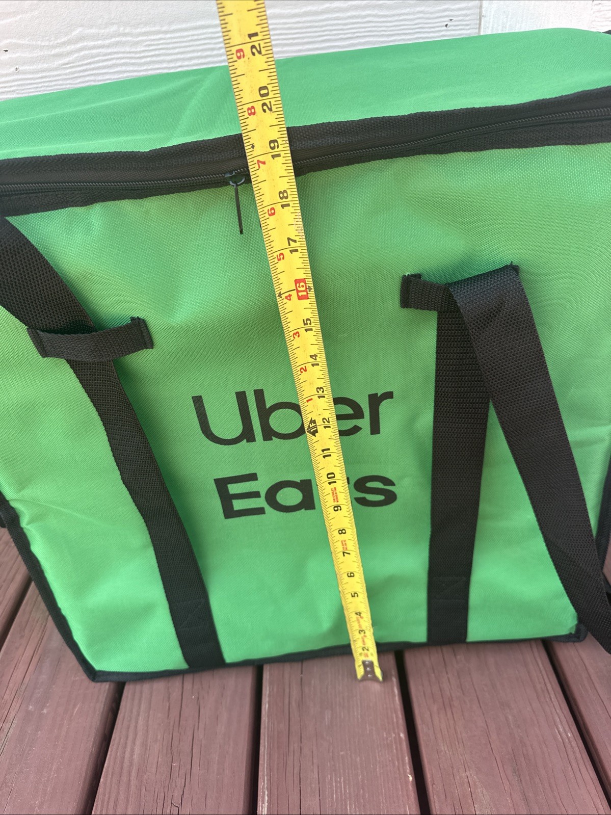 UBER EATS Green Insulated Delivery Bag Sz XL 19”x19”x 9” Zipper Closure 2 Handle