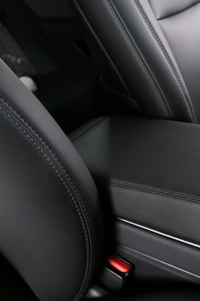 Car Armrest Cover Tesla Model 3 Y PU Leather Center Console Cover BLACK STITCH