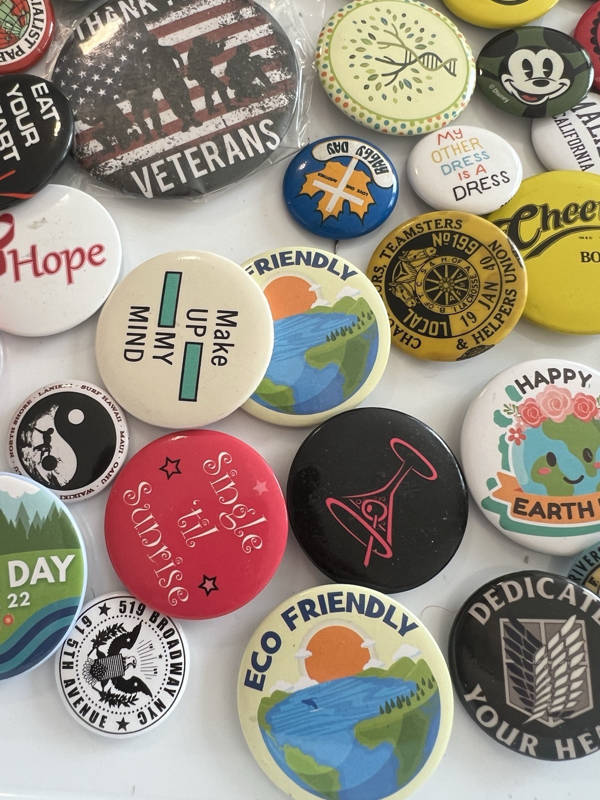 Lot 70+ Vintage Pinback Buttons Political Advertisement Pop Culture Assorted Mix