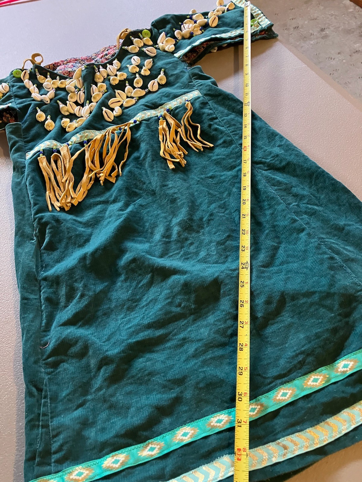 Vintage Native American Indian Plateau Girl Woman Fringe Shell Adornment Dress