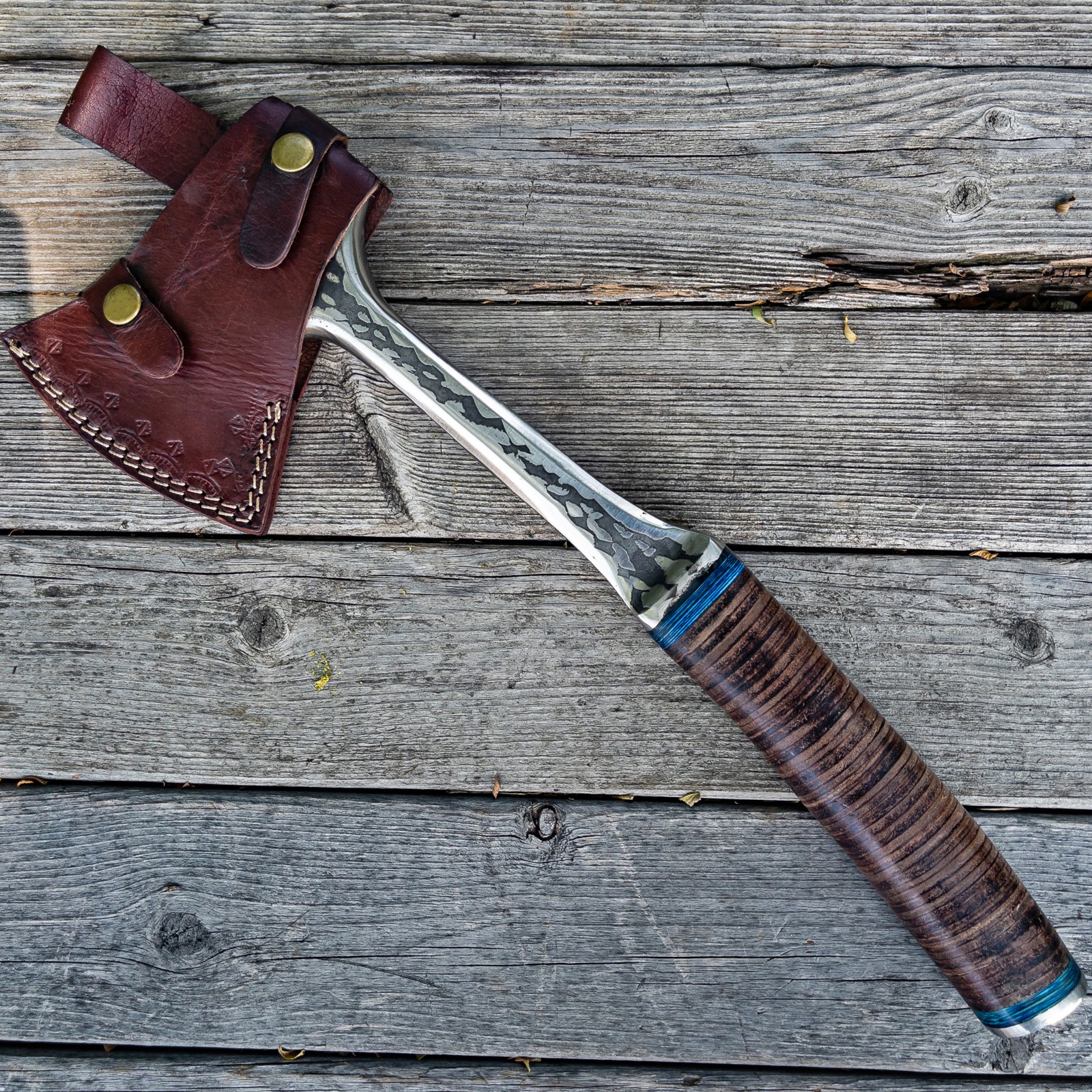 Custom Engraved Grim Reaper Hunting Axe Carbon Steel Full Tang Hatchet Wood Grip
