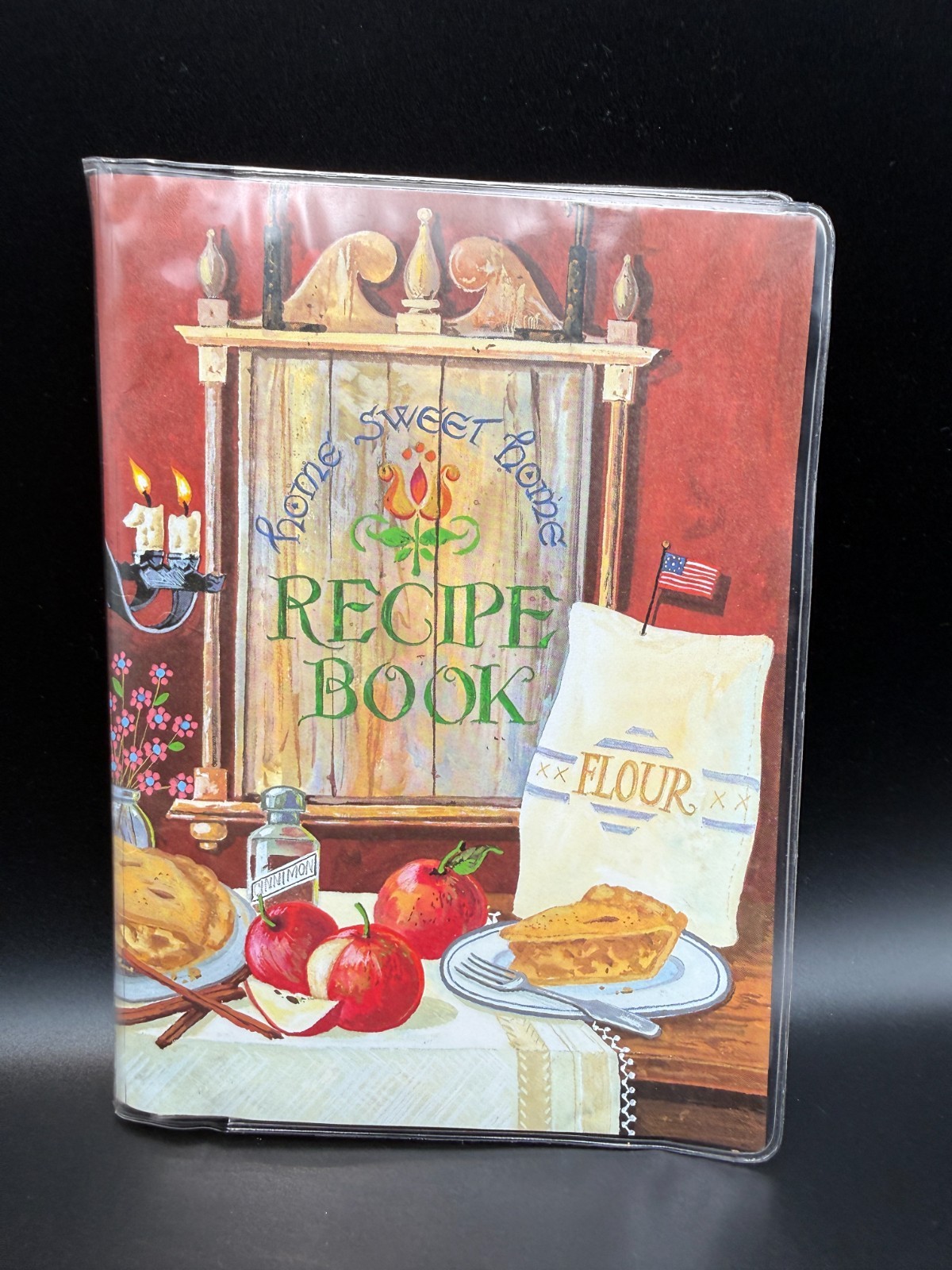 Vtg Russell Bushee Home Sweet Home Recipe Book Plastic Clear Cover w/Blank Cards