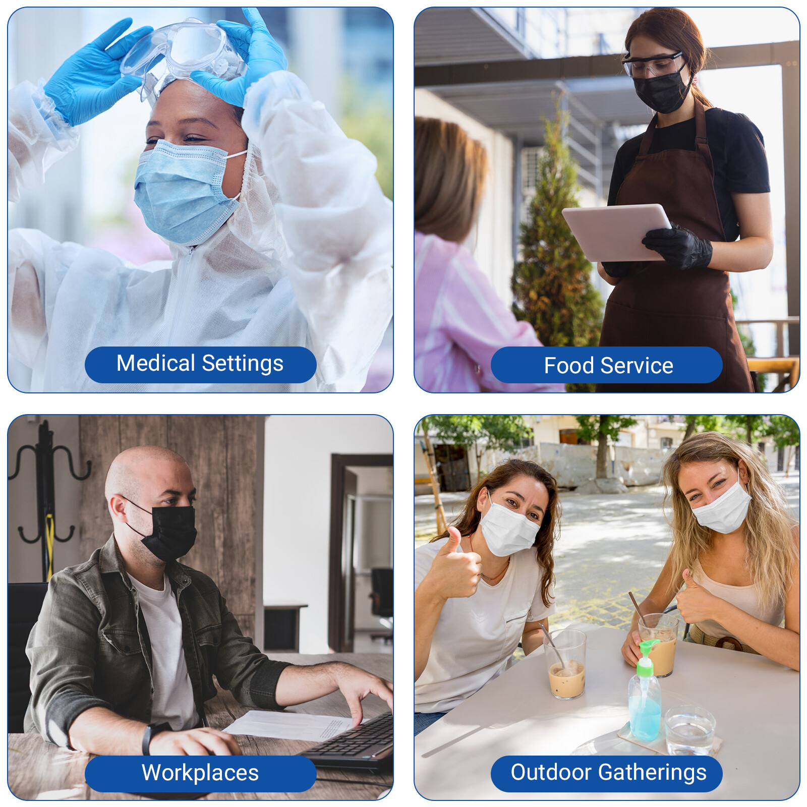 JMU Disposable Medical Face Masks, 4-Ply ASTM Level 3 Ear-Loop Face Masks 50pcs