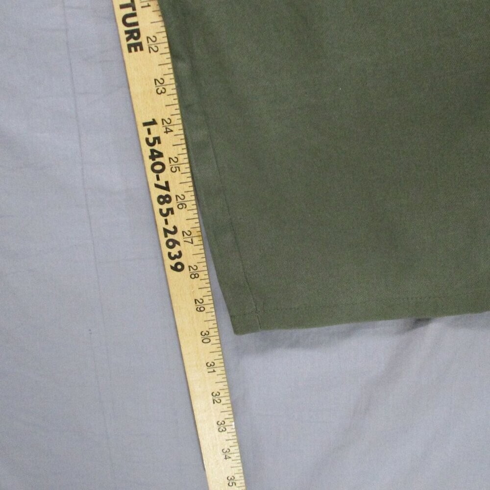 100% Cotton Cargo Pocket Baggy Loose Fit Wide Leg Pants Green Women Size | 6
