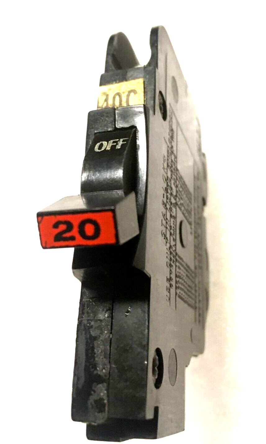 NC120 FPE 20 Amp 1 Pole Stab-Lok "Thin" Federal Pacific Breakers NC20 RED