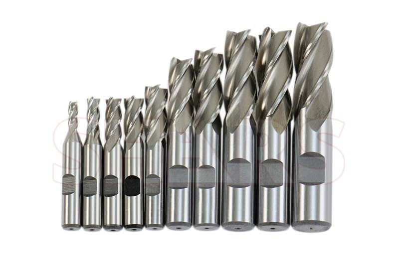 Shars 10 Pcs 3/16-3/4" HSS Four 4 Flute HSS Single End Mill Set New M}