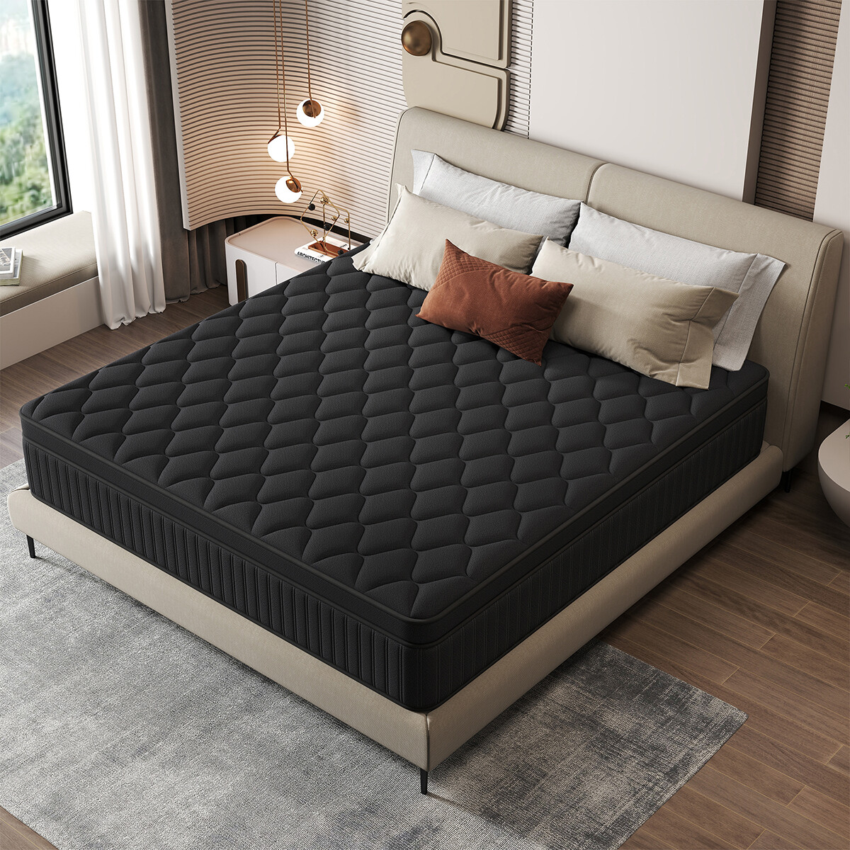 12/14 Inch Queen Size Mattress in a Box Gel Memory Foam Hybrid Pocket Spring Bed