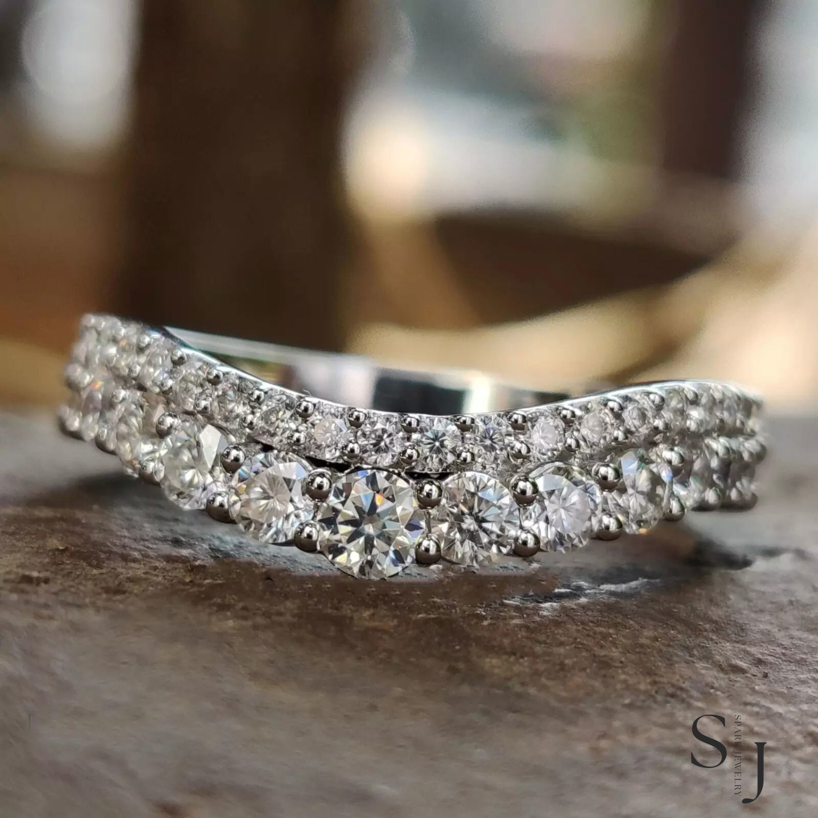 2.00 Carat VVS1 Round Cut Moissanite Eternity Wedding Band Solid 14k White Gold