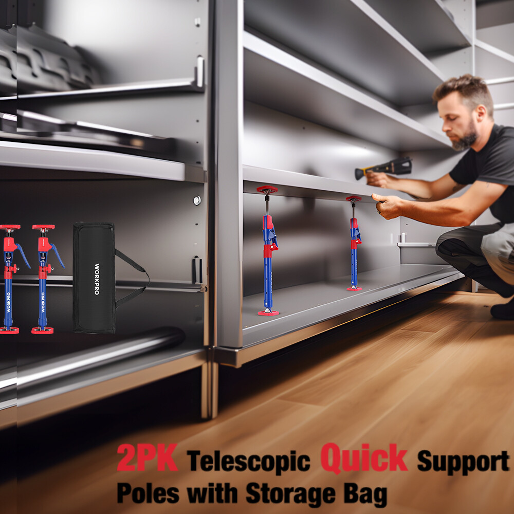 WORKPRO 2PK Cabinet Jack Support Pole Telescopic Quick Support Rod 18.5-29.5INCH