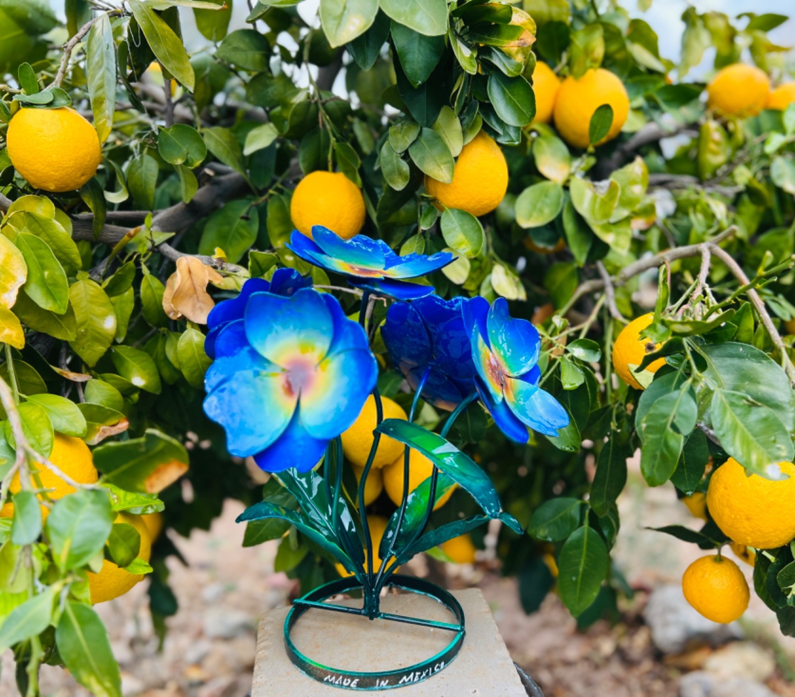 Handcrafted Rustic MINI Metal Flower Bouquet Vibrant Yard Art Flowers