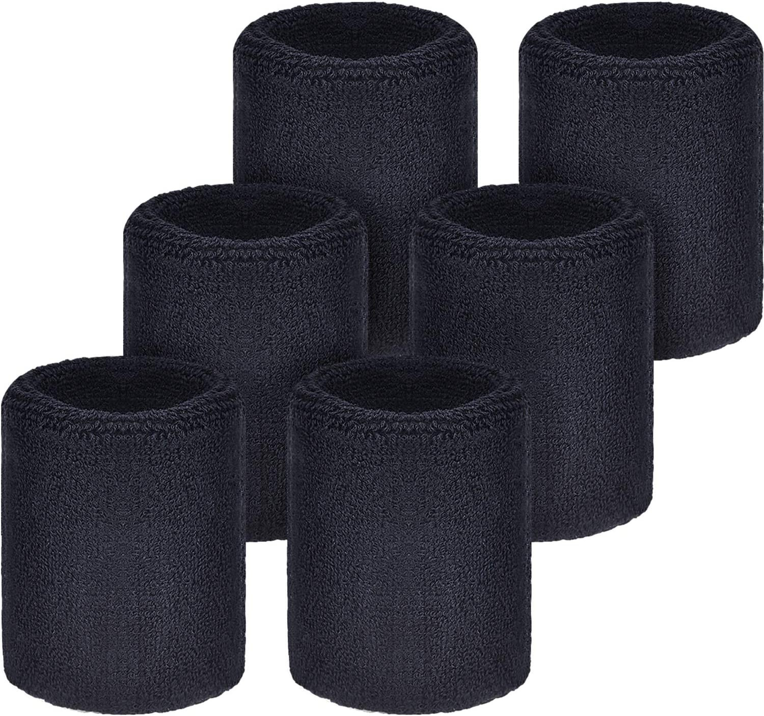 6 Pack Wrist Sweatbands Tennis Wrist Bands Absorbent Sweatbands for Football Bas