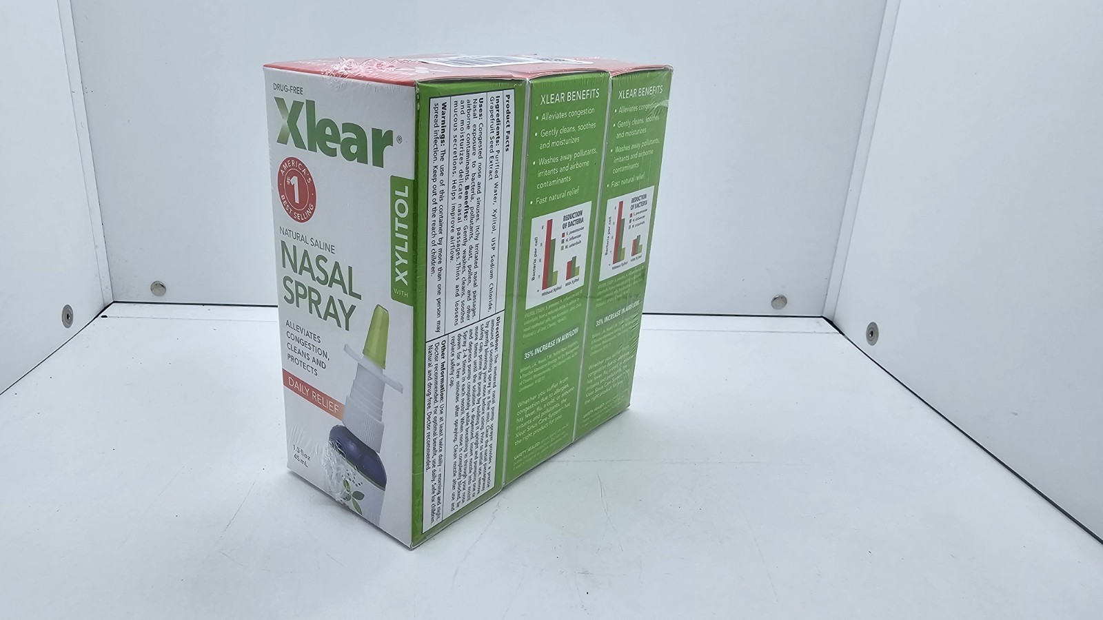 3   XLEAR Saline Nasal Spray with Xylitol 1.5oz  ( 3 pack )  Exp 09/2028