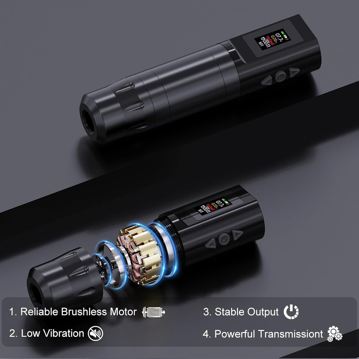 Wireless Tattoo Gun Kit for Beginners Digital Led Display Ink 10 PCS Cartridges