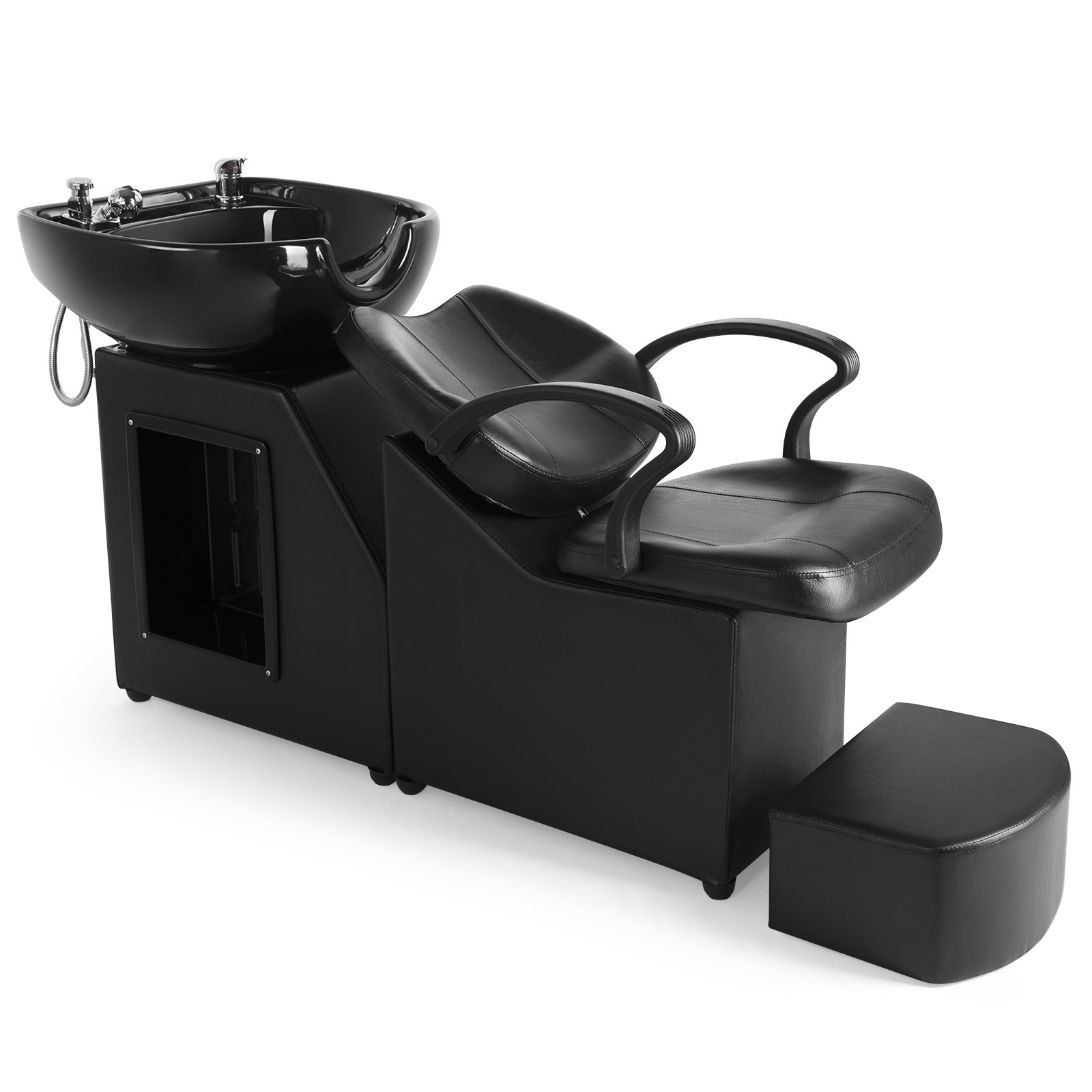 Barber Backwash Unit Shampoo Chair Ceramic Bowl Sink Beauty Salon Spa w/Footrest