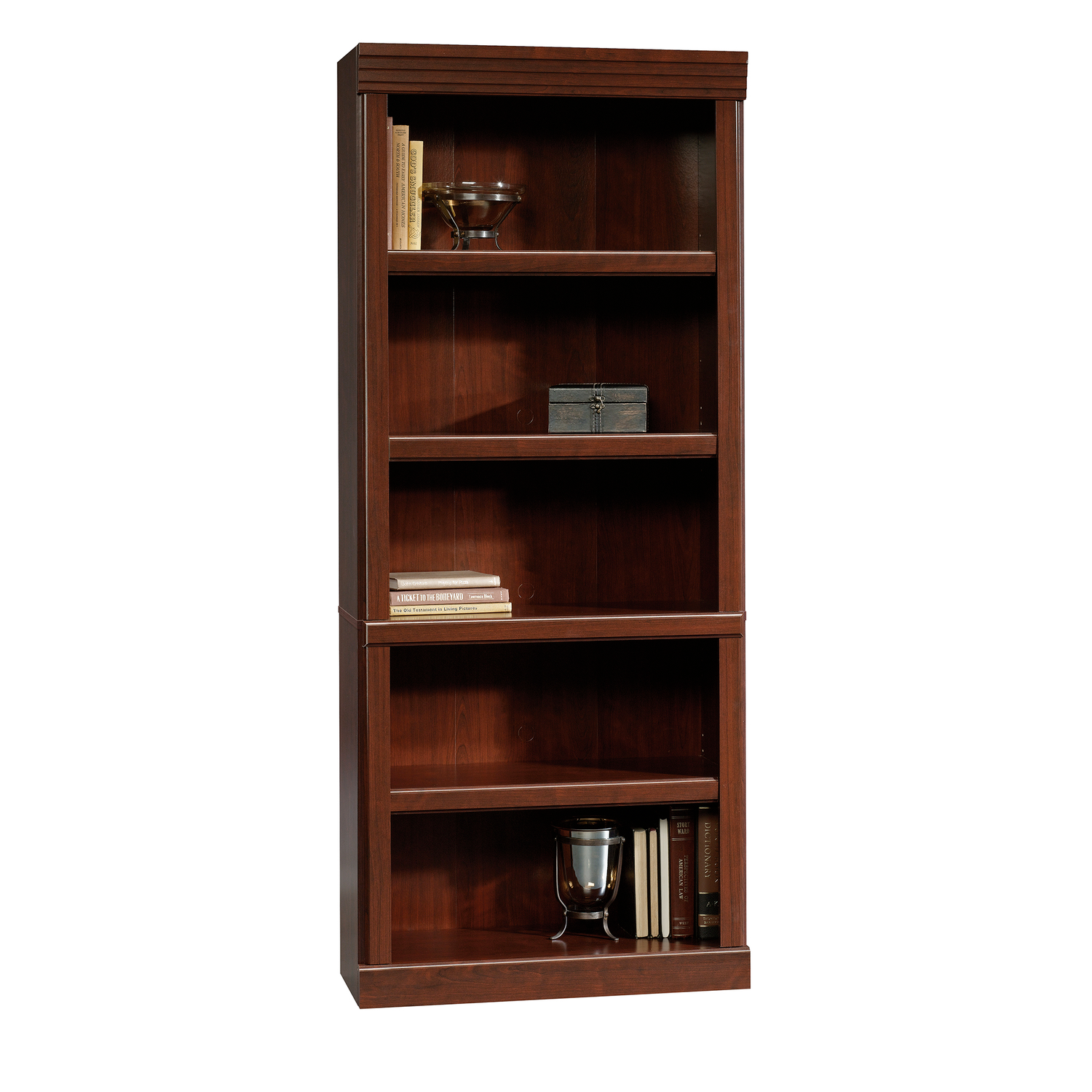 Bookcase 5 Shelf Cherry Adjustable Shelving Furniture Storage Book Bookshelf NEW