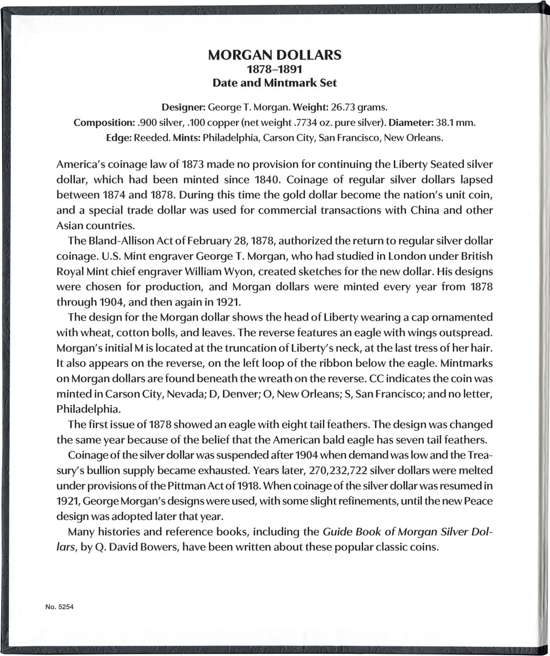 Whitman Prestige™ Coin Album - Morgan Dollars: 1878-1891 Date & Mintmark Set