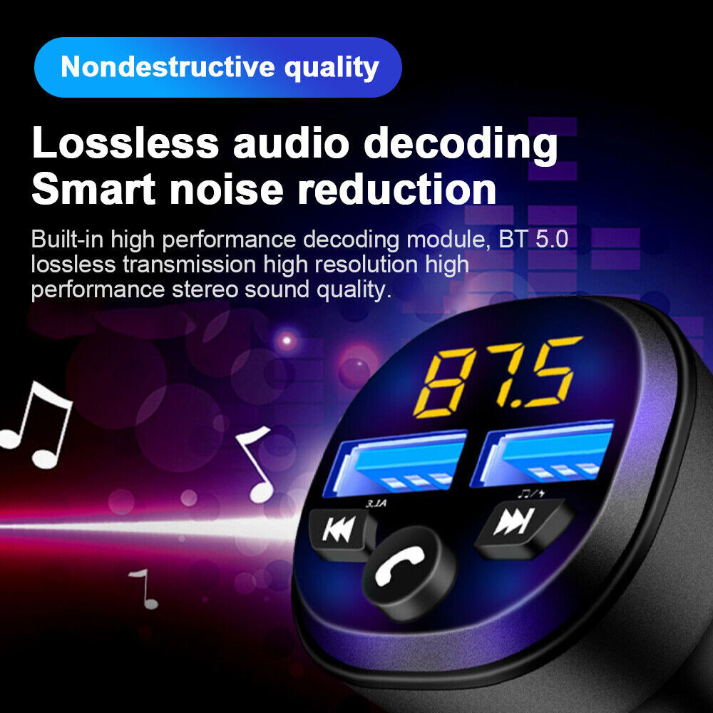 Cigarette Lighter Car Bluetooth FM Transmitter Radio Adapter 2 USB Charger