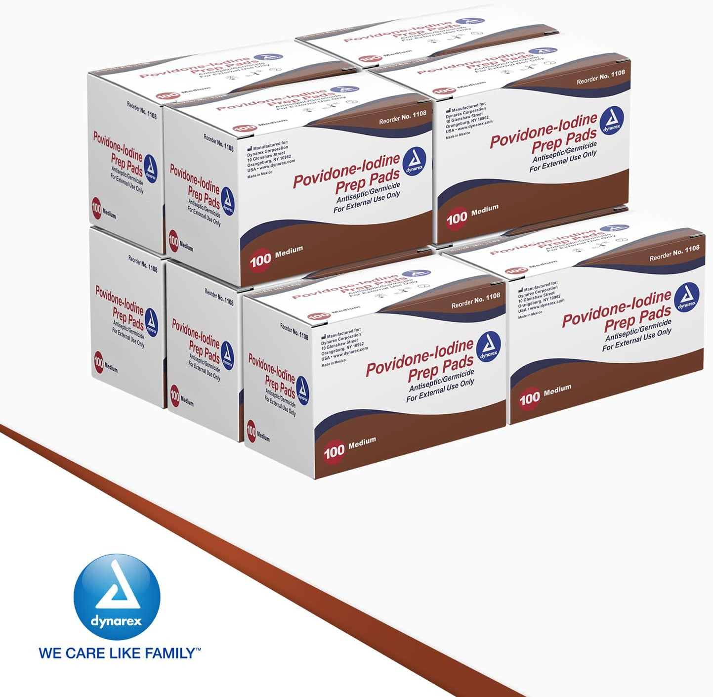 Povidone Iodine Prep Pads, Medium Sized Packaged in Individual Foil Packs, Brown