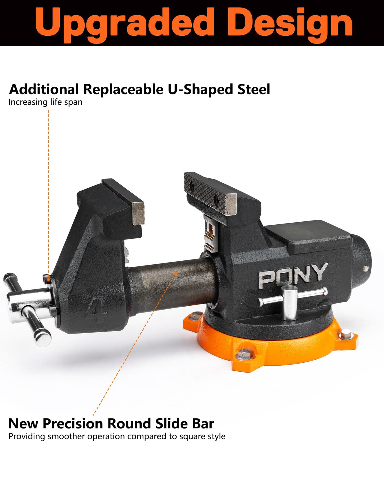 PONY 4“ Heavy Duty Bench Vise 4400LBS Clamping Force for Woodworking Drilling