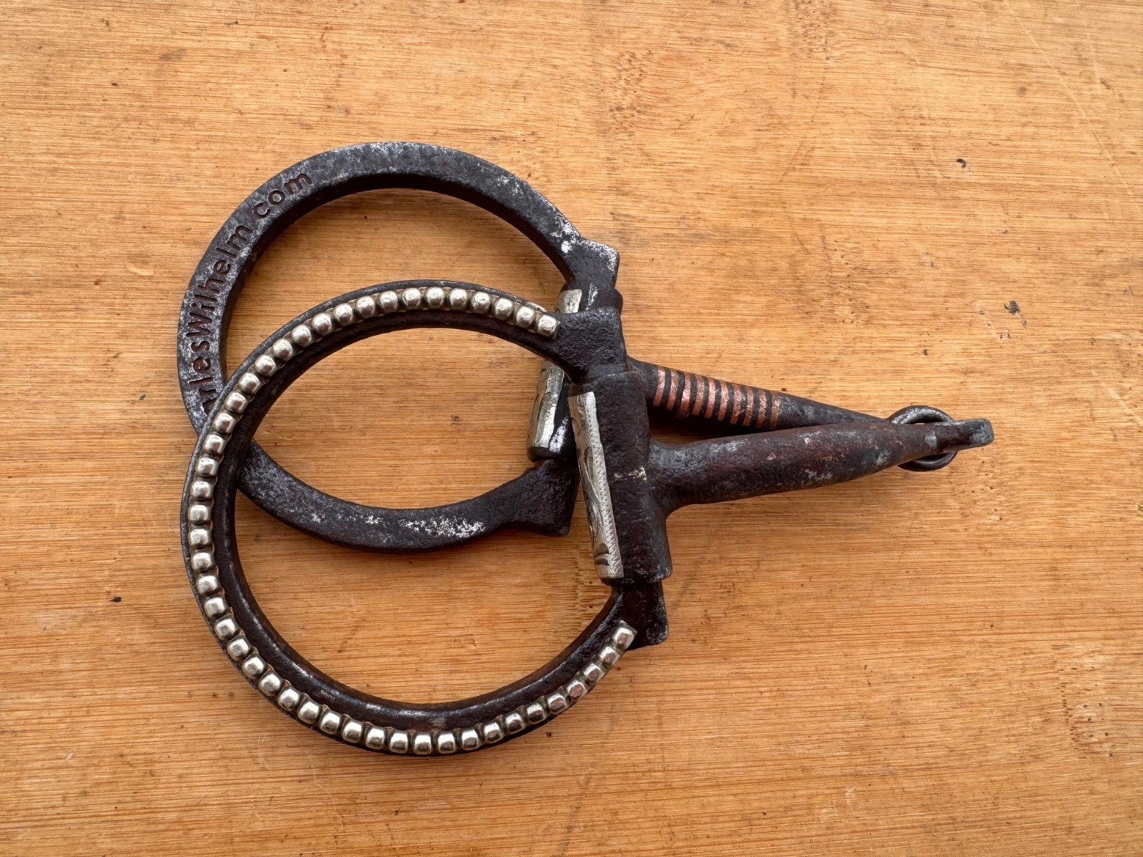 Vintage Handmade Silver Mounted & Beaded CHARLES WILHELM Western Snaffle Bit